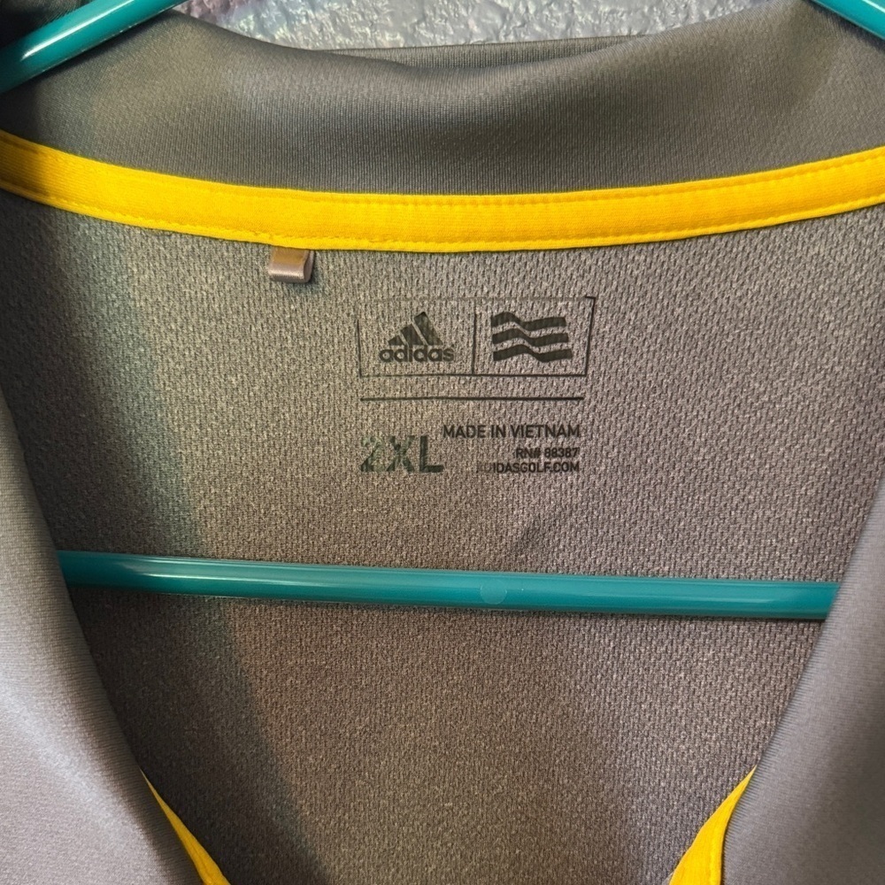 Adidas Men's Polo in Gray with Yellow Accents - Picture 3 of 5